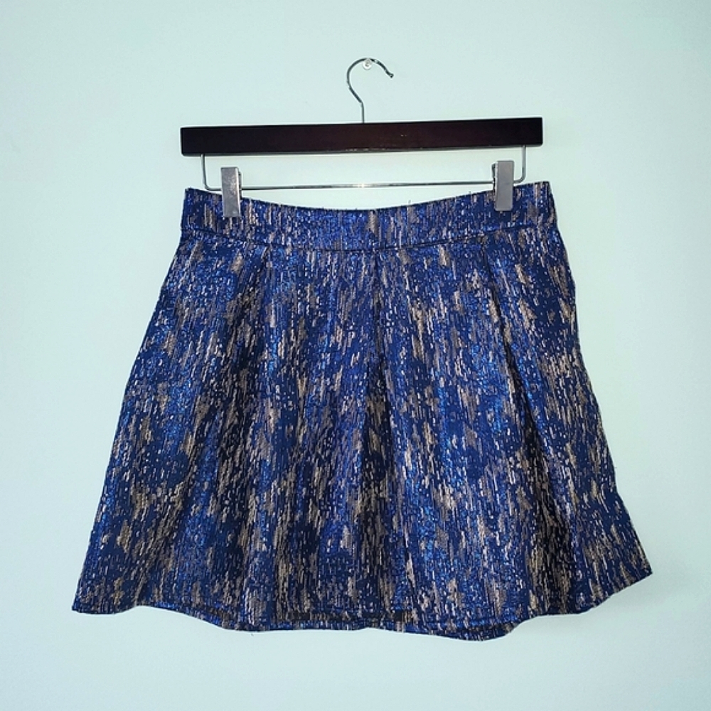 GLITZY Blue and Silver Patterned Skirt